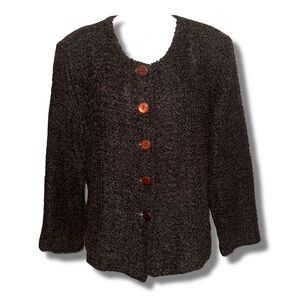 Vintage Brown Chenille Button Jacket